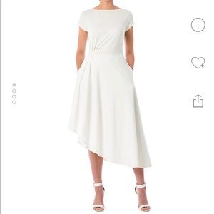 Asymmetric Hem Cotton Knit Dress w/pockets